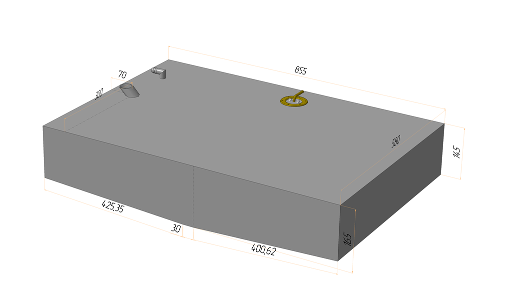 Топливный бак Wellboat 45, 74 л под слани